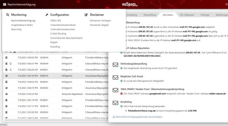 NoSpamProxy MSP - Cloud – Produktansicht