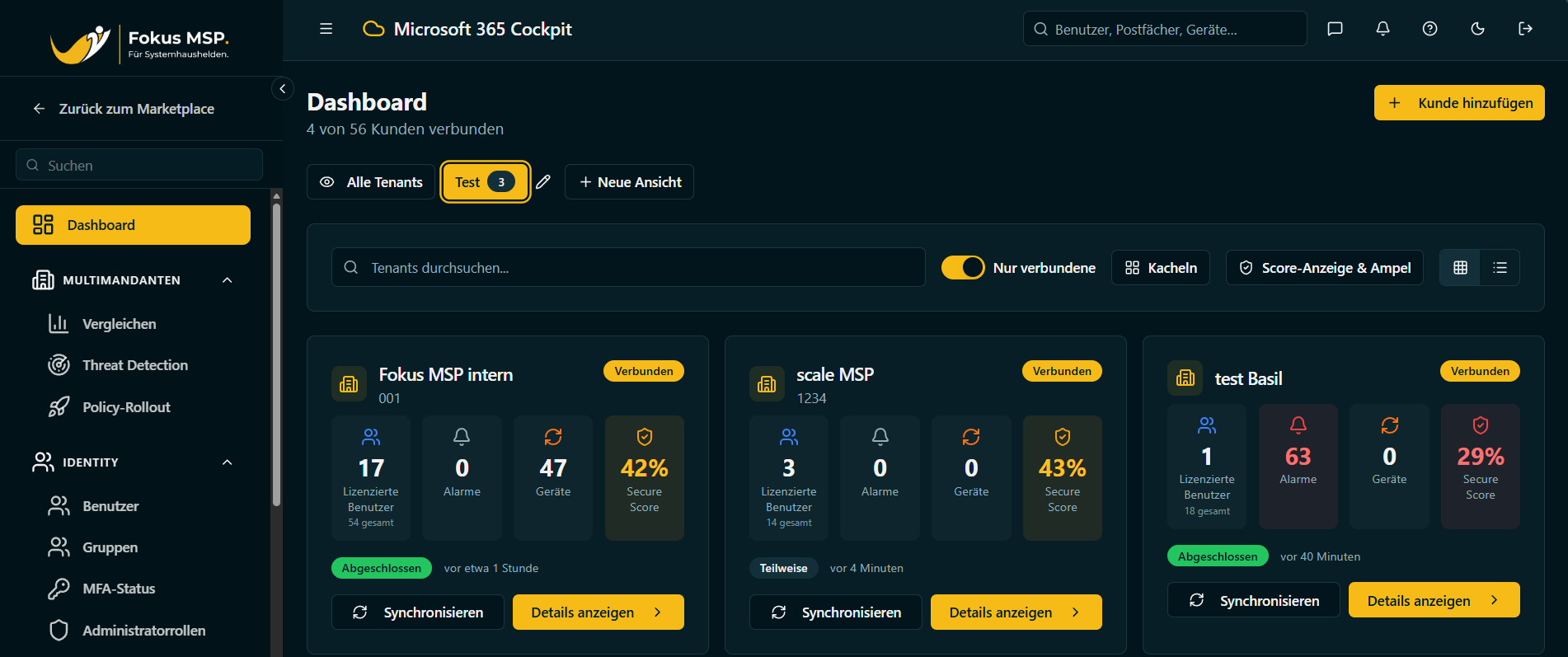 M365 Cockpit – Produktansicht