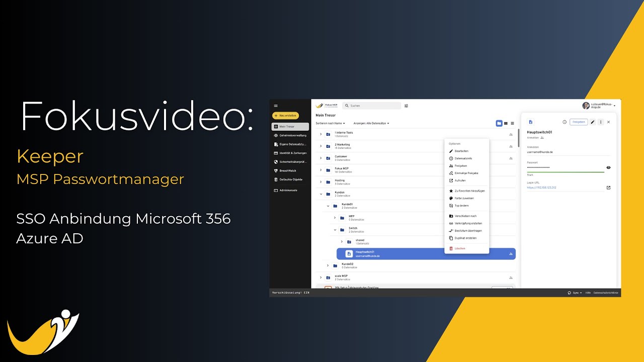 Keeper MSP - SSO Anbindung Microsoft 365/Azure AD