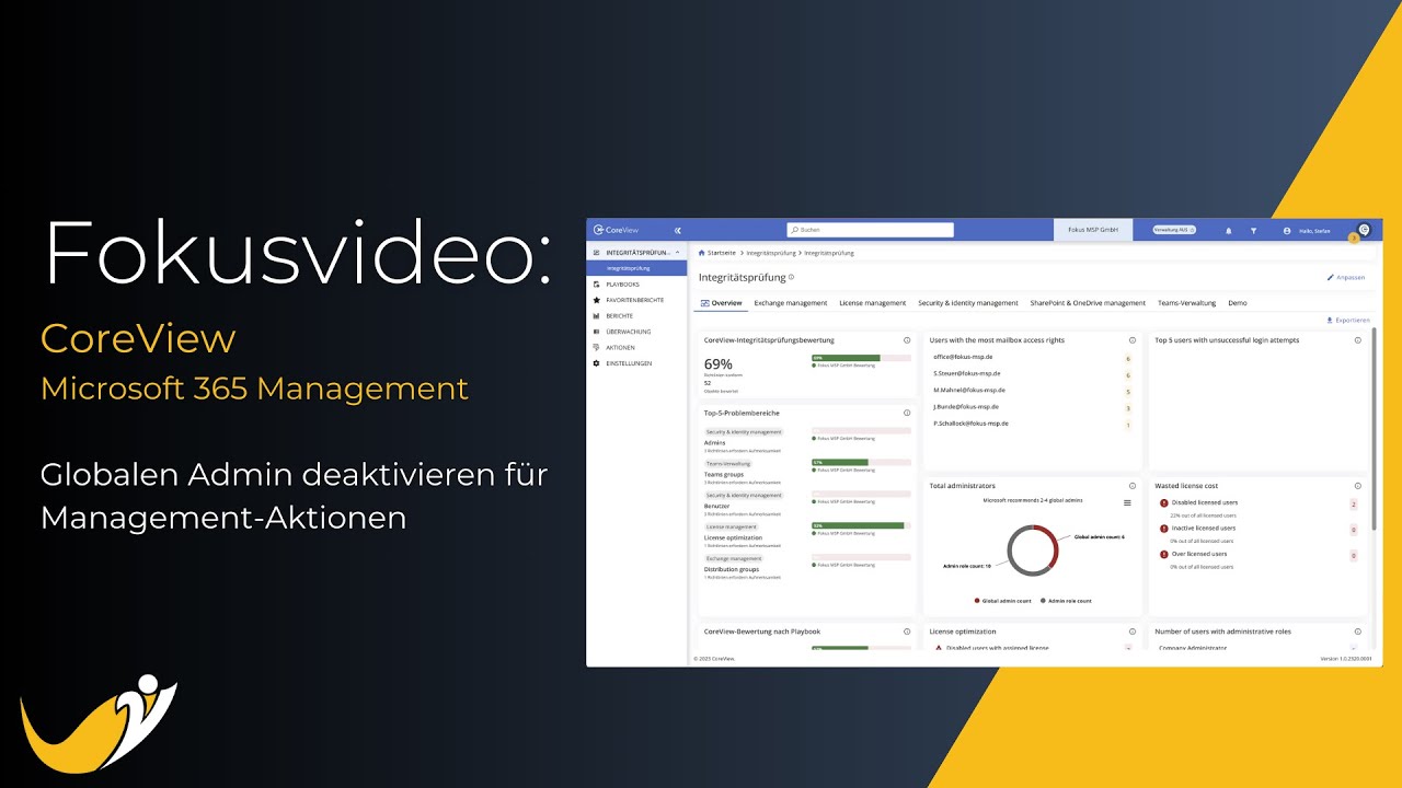 CoreView - Admin für Managementoptionen aktivieren